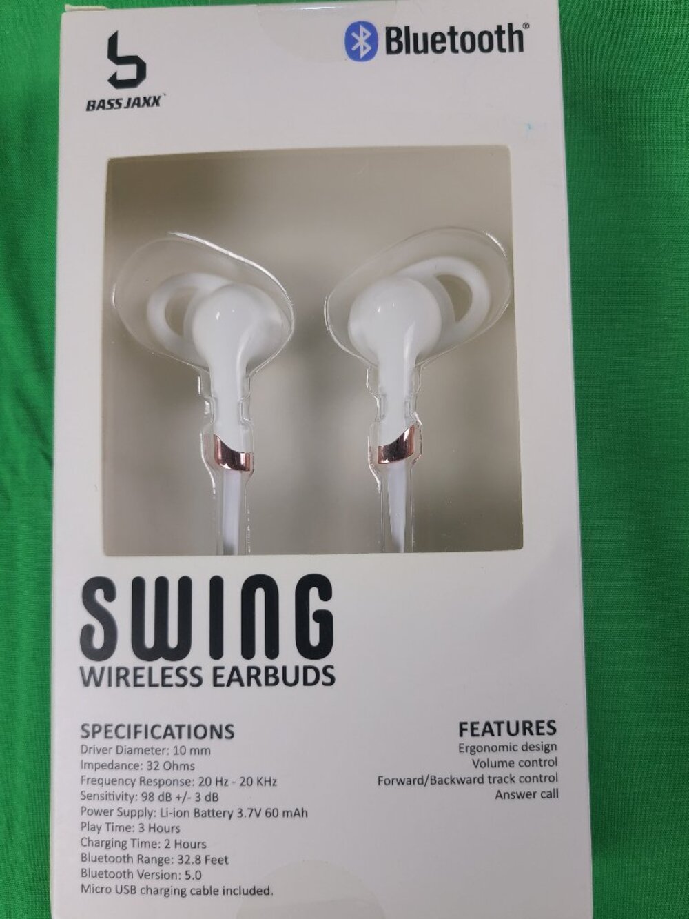 Swing White Wireless Earbuds Brass Jaxx